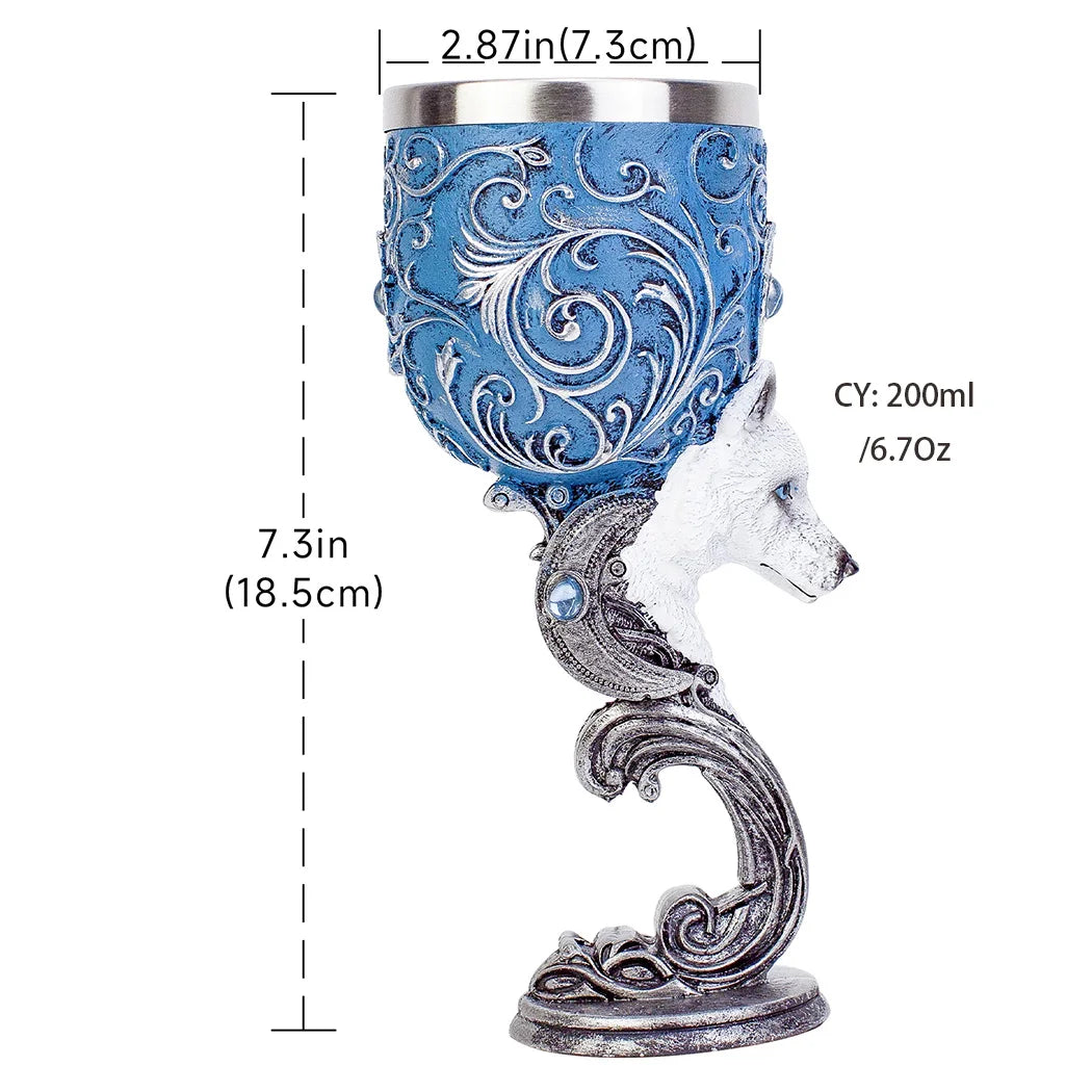 Dragon Wine Glass Unicorn Resin Stainless Steel Goblet Wolf Cocktail Glasses Cat Whiskey Cup Skull Pub Bar Drinkware Decoration